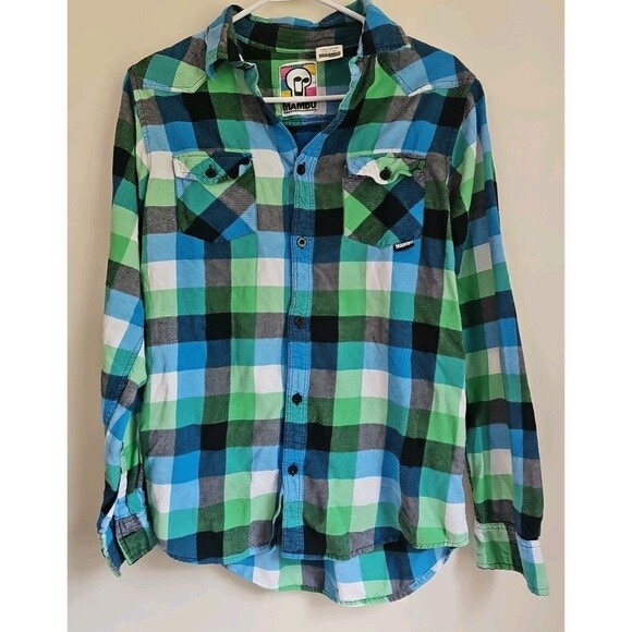 Mambo XL Men's Button Up Shirt Multicolor Collared Long Sleeve Cotton Top - Picture 1 of 6